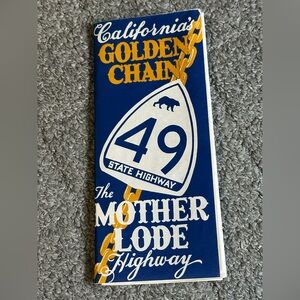 Vintage California Golden Chain Map Travel Guide Mother Lode State 49 Highway